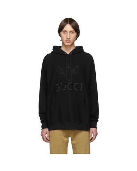 gucci tennis black hoodie|Gucci trim tan hoodie.